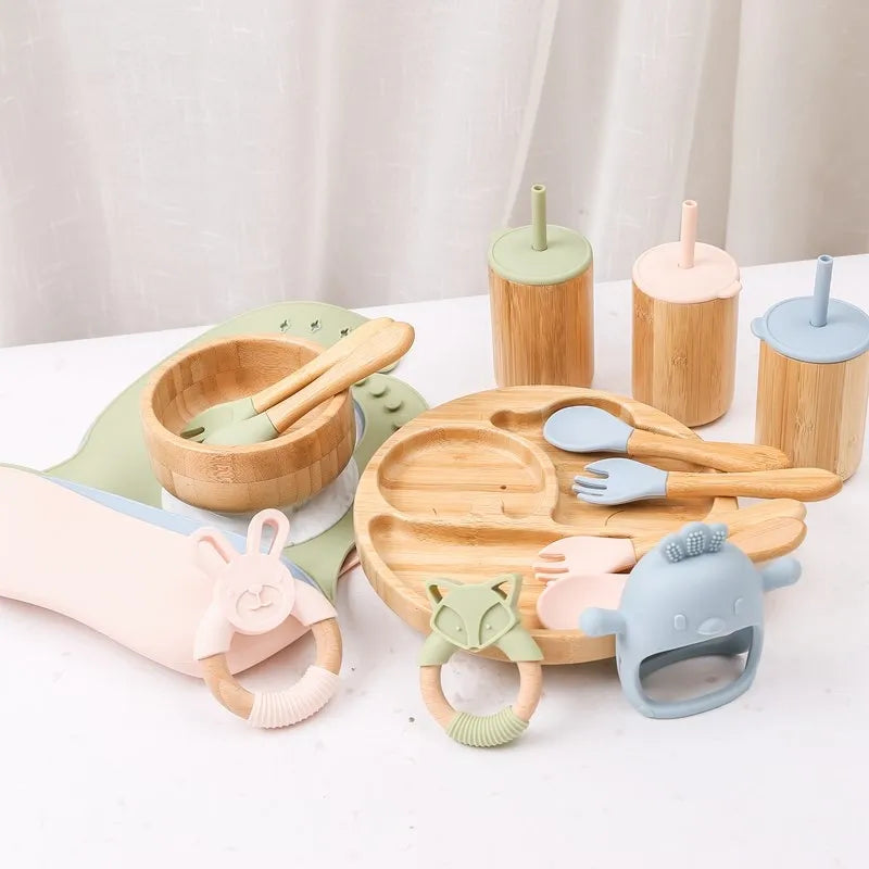 Bamboo Baby Tableware Set – BPA-Free, Non-Slip Feeding Dishes
