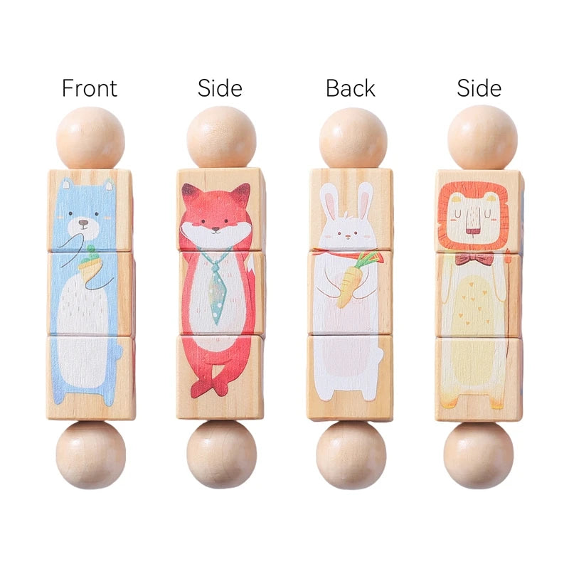 Wooden Montessori Bear Rattle – BPA Free Teething Toy for Babies