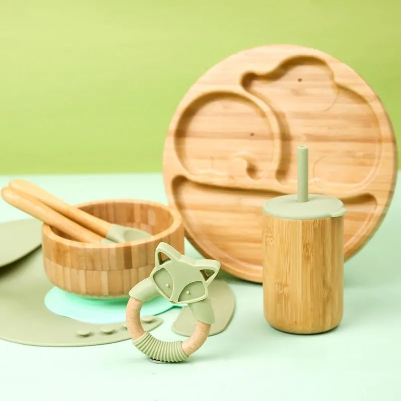 Bamboo Baby Tableware Set – BPA-Free, Non-Slip Feeding Dishes