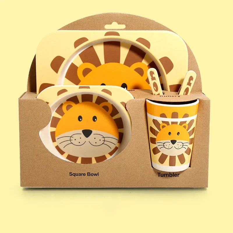 Bamboo Kids Dinnerware Set - Bowls, Plates & Utensils