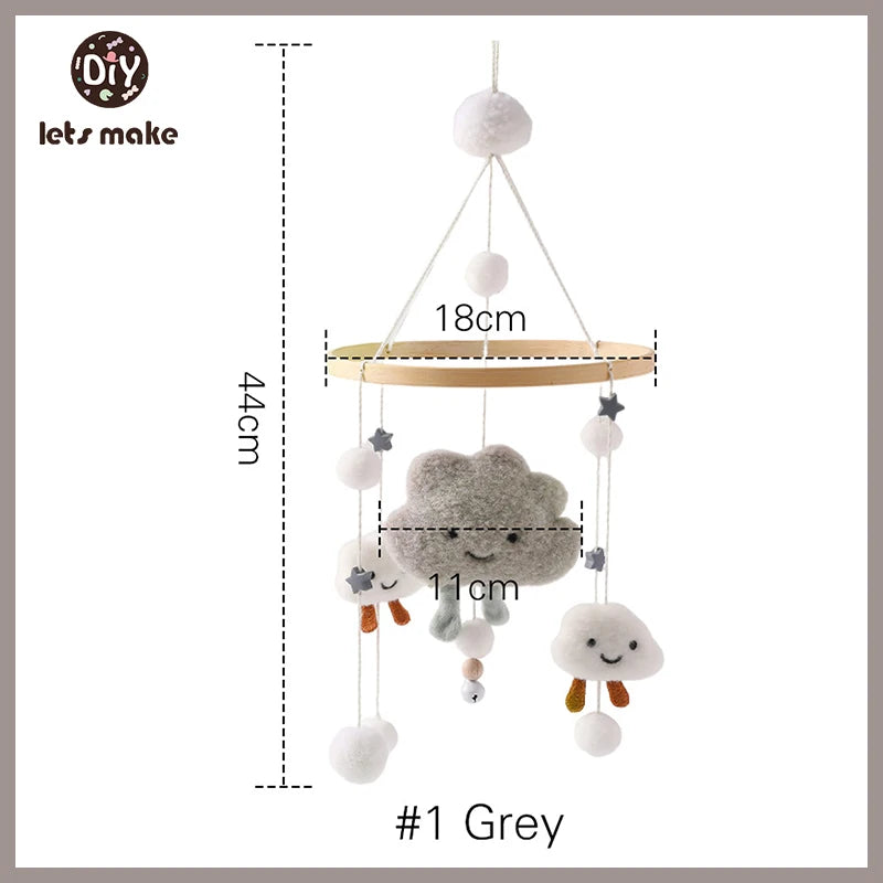 Wooden Baby Mobile – Bear, Moon & Stars Crib Toy | Soft Felt