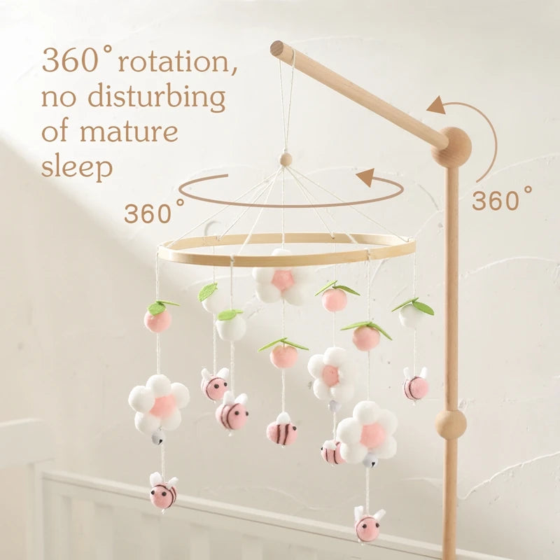 Baby Crib Mobile with Wooden Bee - Rattle Toy for Infants - Best in uk