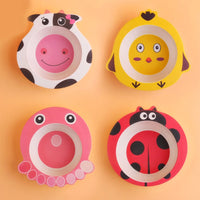 Children Bowl Baby Feeding Bamboo Fiber Healthy Plates Cartoon Shape Wear Resistant Safe Dining Infant - Best in uk