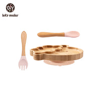 Safe Baby Dinnerware Set - Wooden & Silicone Feeding Plates