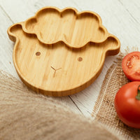 3-Piece Cartoon Bamboo Baby Feeding Set: Non-slip Plate, Spoon & Fork for Self-Feeding