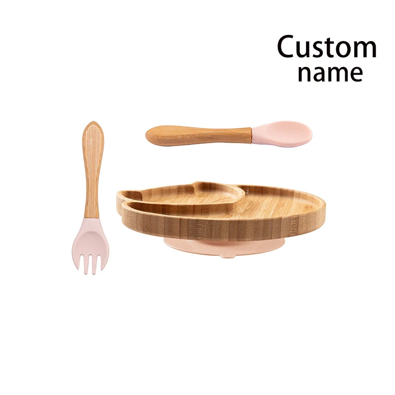 Custom Baby Feeding Set - Bamboo Bowl, Spoon & Fork