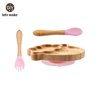 Safe Baby Dinnerware Set - Wooden & Silicone Feeding Plates