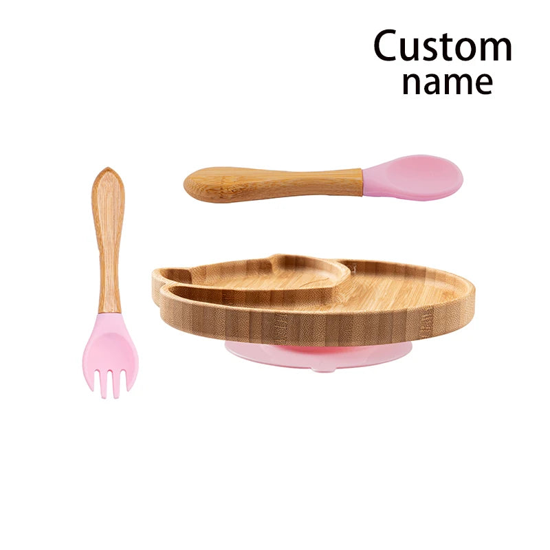 Custom Baby Feeding Set - Bamboo Bowl, Spoon & Fork