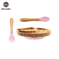 Safe Baby Dinnerware Set - Wooden & Silicone Feeding Plates