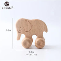 Bamboo Babies Wooden Car Blocks - Montessori Teething Toy for Kids, Educational 1-3 Years, Customizable Gift
