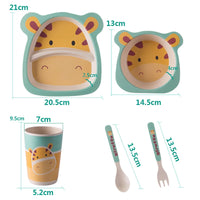 Eco-Friendly Bamboo Fiber Cartoon Tableware Set - 3pcs Baby Dinnerware with Plate, Bowl, Spoon & Fork
