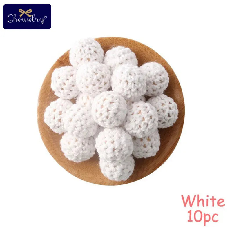 16mm Wooden Crochet Teething Beads – 10pcs Baby DIY Pacifier Chain