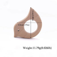 Wooden Animal Teether Pendant – Safe Baby Gym Toy, Beech Wood