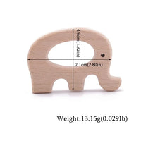 Wooden Animal Teether Pendant – Safe Baby Gym Toy, Beech Wood