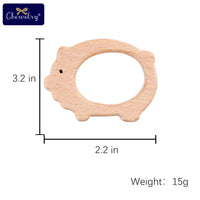 Wooden Animal Teether Pendant – Safe Baby Gym Toy, Beech Wood