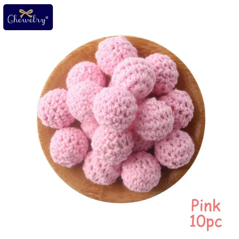 16mm Wooden Crochet Teething Beads – 10pcs Baby DIY Pacifier Chain