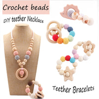 Wooden Crochet Bead Baby Teether Set – 15pcs, BPA Free, 20mm