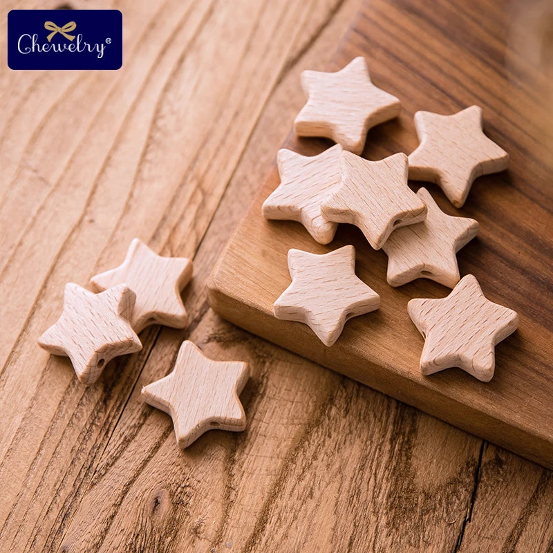 Beech Wooden Baby Teether Beads – 10pcs Rodent DIY Necklace Set