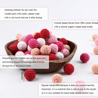 Wooden Crochet Bead Baby Teether Set – 15pcs, BPA Free, 20mm