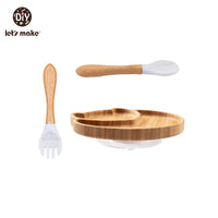 Safe Baby Dinnerware Set - Wooden & Silicone Feeding Plates