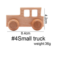 Bamboo Babies Wooden Car Blocks - Montessori Teething Toy for Kids, Educational 1-3 Years, Customizable Gift