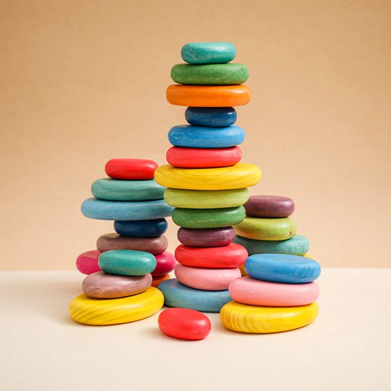 Montessori Inspired BPA-Free Wooden Rainbow Stacking Blocks - Safe Educational Toy for Kids - Best in uk