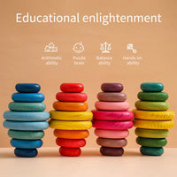 Montessori Inspired BPA-Free Wooden Rainbow Stacking Blocks - Safe Educational Toy for Kids - Best in uk