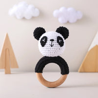 Panda Rattle Teether Toy - Crochet Animal Baby Soother - Best in uk