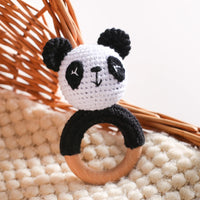Panda Rattle Teether Toy - Crochet Animal Baby Soother - Best in uk