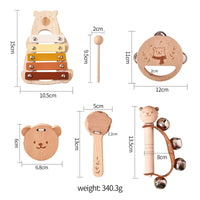 Montessori Wooden Musical Toys for Kids – Drum, Xylophone, Rattle