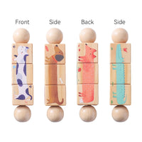 Wooden Montessori Bear Toy – Educational Cartoon Animal Rattle
