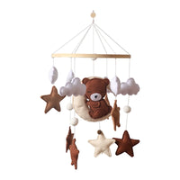 Wooden Baby Mobile – Bear, Moon & Stars Crib Toy | Soft Felt