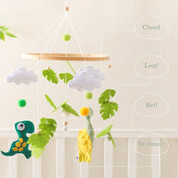 Wooden Dinosaur Baby Crib Mobile – Soft Felt Rattle Toy Gift