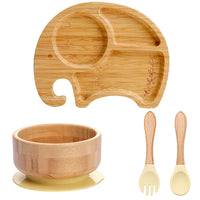 Bamboo Babies 4-Piece Cartoon Dinnerware Set for Safe Baby Feeding - Eco-Friendly, Latex-Free & Customizable