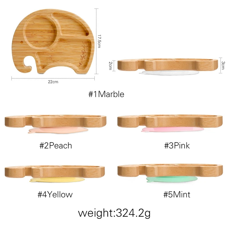 Bamboo Kids Tableware Set – 4pcs Suction Plate, Bowl & Utensils