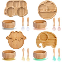 Bamboo Babies 4-Piece Cartoon Dinnerware Set for Safe Baby Feeding - Eco-Friendly, Latex-Free & Customizable