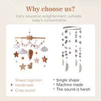 Wooden Baby Crib Mobile – Soft Felt Hot Air Balloon Bed Bell Toy