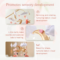Wooden Crib Mobile with Flamingo Dolls – Baby Bed Bell Rattle Toy