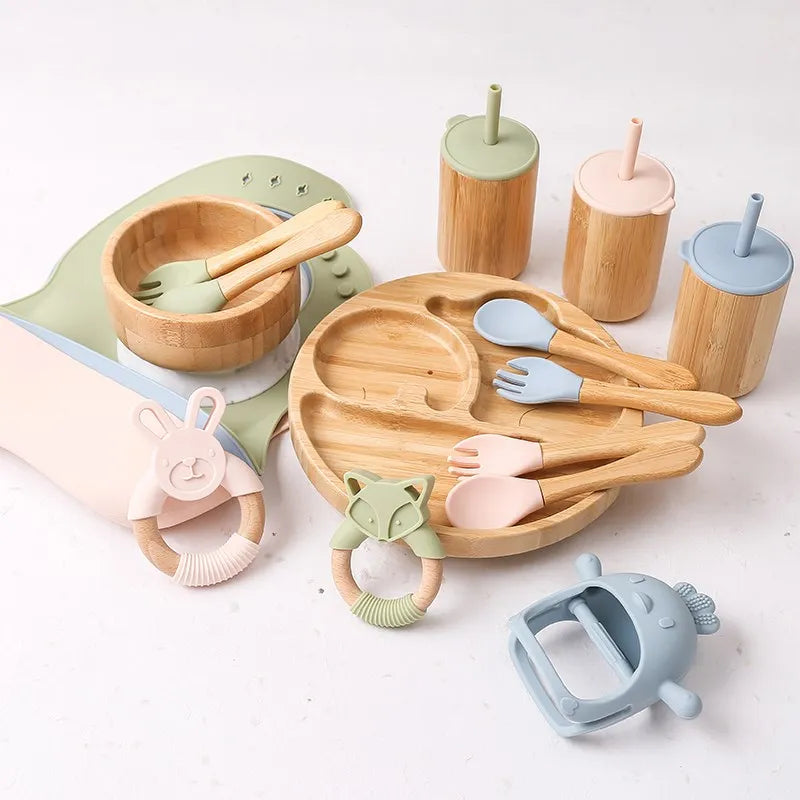 Bamboo Baby Tableware Set – BPA-Free, Non-Slip Feeding Dishes