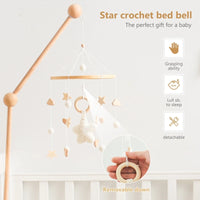 Wooden Baby Crib Mobile – Crochet Stars Bed Bell Rattle Toy