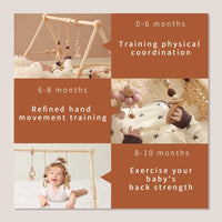 Baby Wooden Gym Frame & Sensory Rattle Toys – Foldable Play Mobile