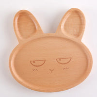 Wooden Baby Feeding Plate Set | Cute Dishes & Sucker Bowl