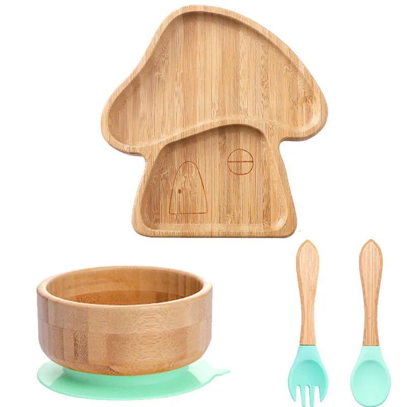 Bamboo Babies 4-Piece Cartoon Dinnerware Set for Safe Baby Feeding - Eco-Friendly, Latex-Free & Customizable