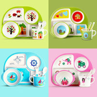 Bamboo Fiber Baby Plates – Fall-Proof Cartoon Kids Tableware