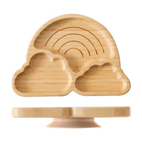 Eco-Friendly Baby Wooden Tableware Set: Bamboo Plates, Bowls & Silicone Suction Forks/Spoons for Safe Feeding