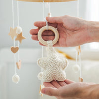 Wooden Baby Crib Mobile – Crochet Stars Bed Bell Rattle Toy