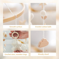 Wooden Baby Crib Mobile – Crochet Stars Bed Bell Rattle Toy