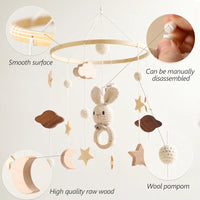 Baby Wooden Crib Mobile & Rattle Toy – Musical Bed Bell for Newborns