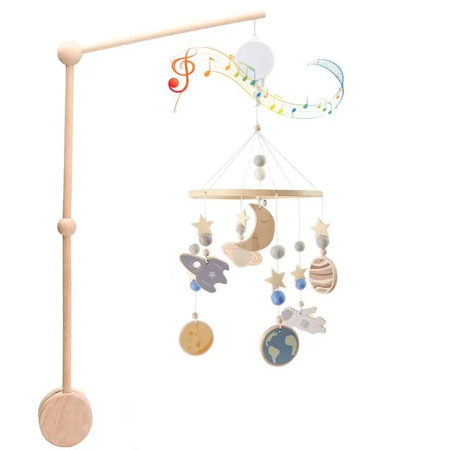 Baby Wooden Crib Mobile & Rattle Toy – Musical Bed Bell for Newborns