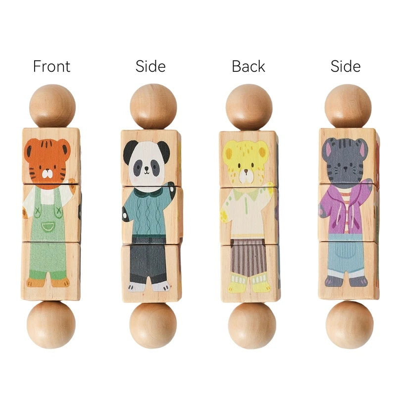 Baby Wooden Rattle Montessori Toy – Rotating Cartoon Puzzle Gift